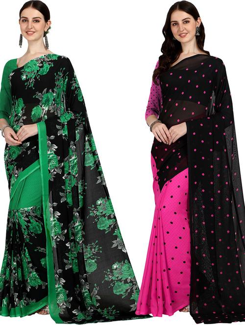 pack of 2 printed casual wear sarees with blouse - 21406097 - Very Small Image - 1