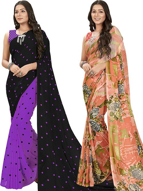 women multi color printed saree combo with blouse - 21406157 - Very Small Image - 1