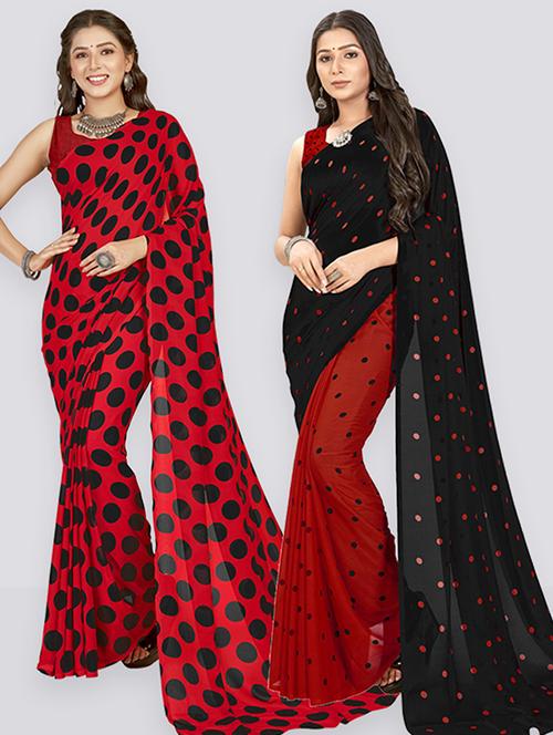 pack of 2 printed casual wear sarees with blouse - 21406187 - Very Small Image - 1