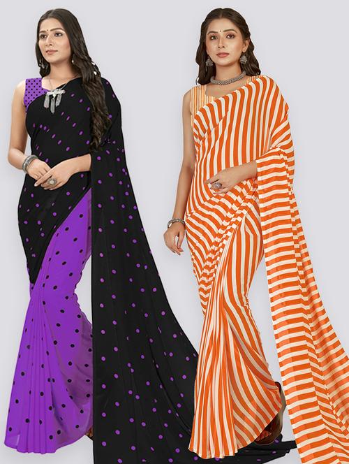 women pack of 2 printed saree with blouse - 21406206 - Very Small Image - 1