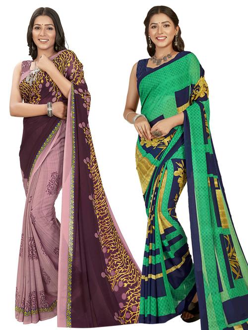 pack of 2 multi colored combo saree - 21406231 - Very Small Image - 1