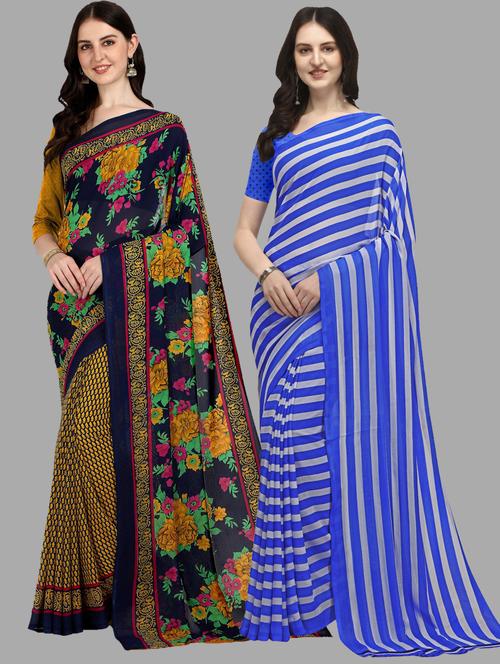 pack of 2 multi colored combo saree with blouse - 21406265 - Very Small Image - 1