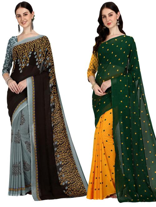 pack of 2 multi colored combo saree with blouse - 21406295 - Very Small Image - 1