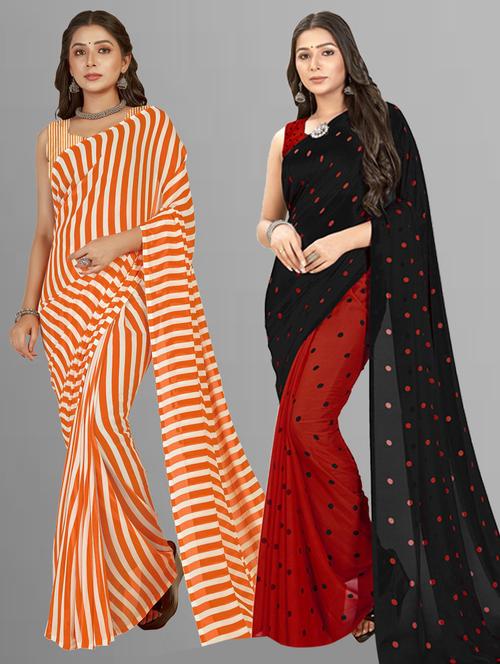 pack of 2 multi colored combo saree with blouse - 21406297 - Very Small Image - 1