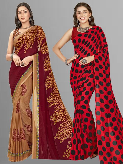 pack of 2 multi colored combo saree with blouse - 21406304 - Very Small Image - 1