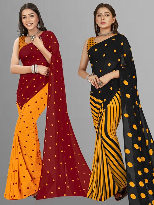 women pack of 2 printed saree with blouse - 21406327 - Very Small Image - 1