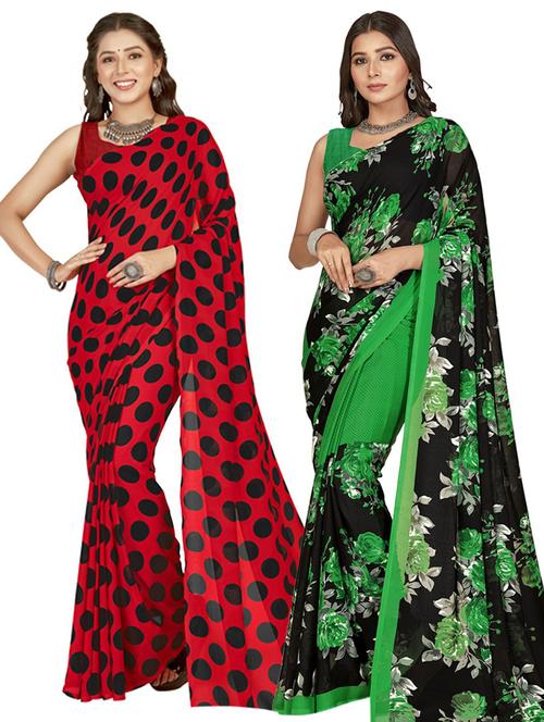 women pack of 2 printed saree with blouse - 21406349 - Very Small Image - 1