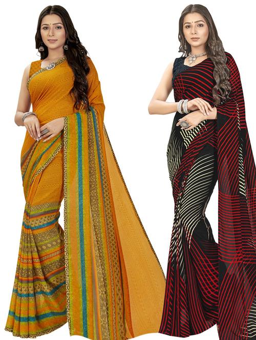 women pack of 2 printed saree with blouse - 21406351 - Very Small Image - 1