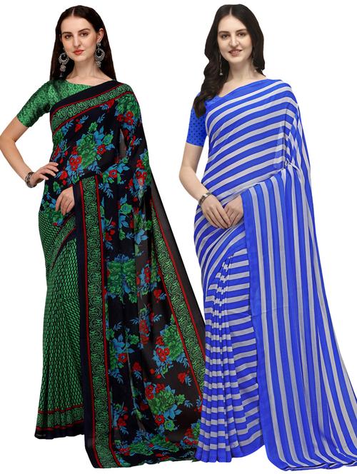 women pack of 2 printed saree with blouse - 21406358 - Very Small Image - 1