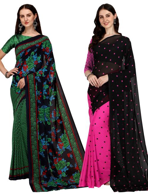 women pack of 2 printed saree with blouse - 21406364 - Very Small Image - 1
