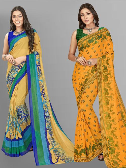 women pack of 2 printed saree with blouse - 21406391 - Very Small Image - 1