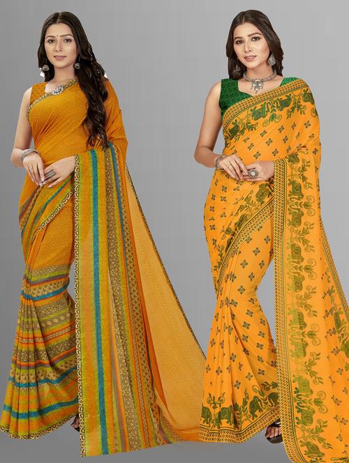 women pack of 2 printed saree with blouse - 21406393 - Very Small Image - 1