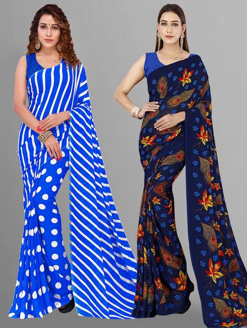 women pack of 2 printed saree with blouse - 21406397 - Very Small Image - 1