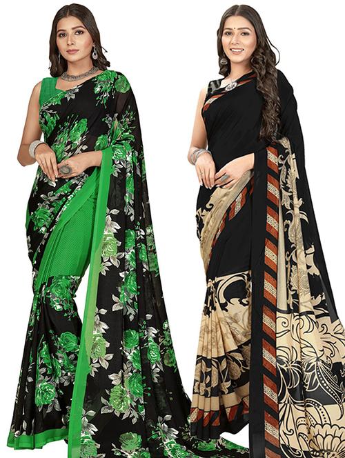 women pack of 2 printed saree with blouse - 21406458 - Very Small Image - 1