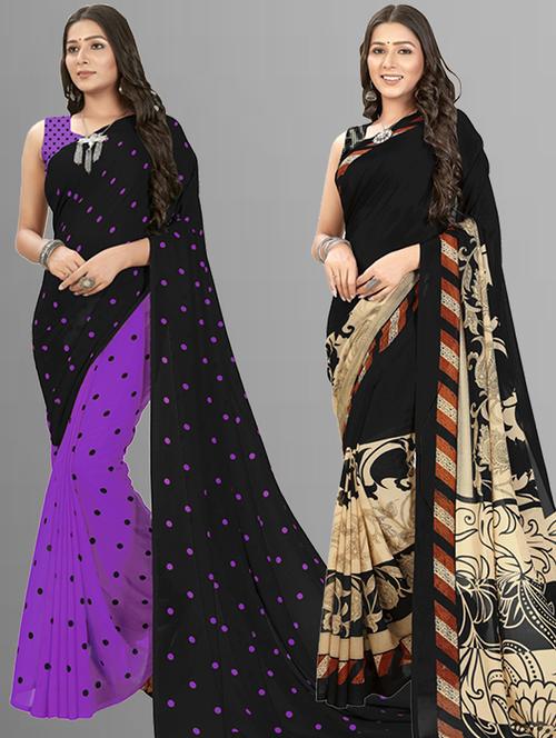 women pack of 2 printed saree with blouse - 21406464 - Very Small Image - 1