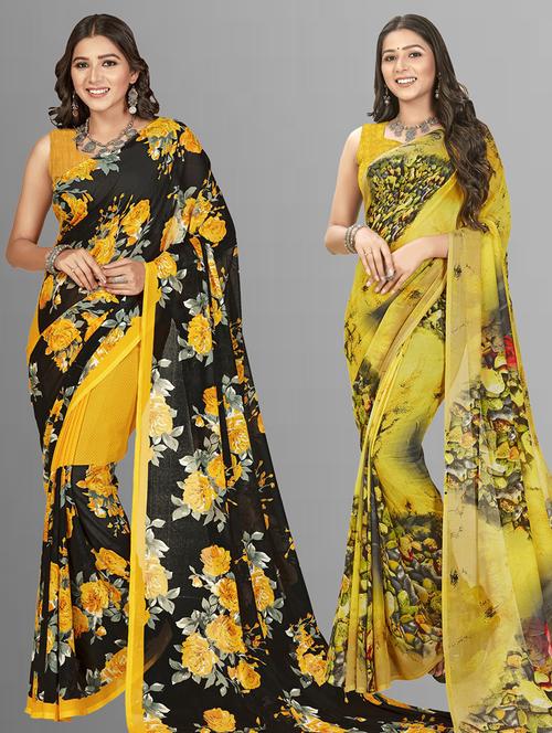 women pack of 2 printed saree with blouse - 21406467 - Very Small Image - 1
