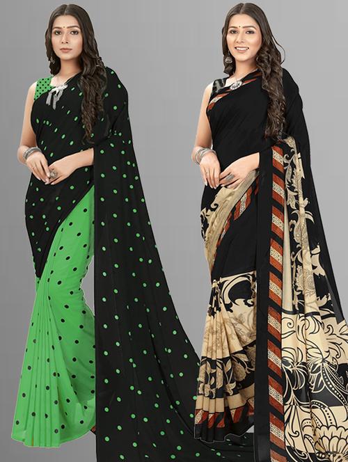 women pack of 2 printed saree with blouse - 21406472 - Very Small Image - 1