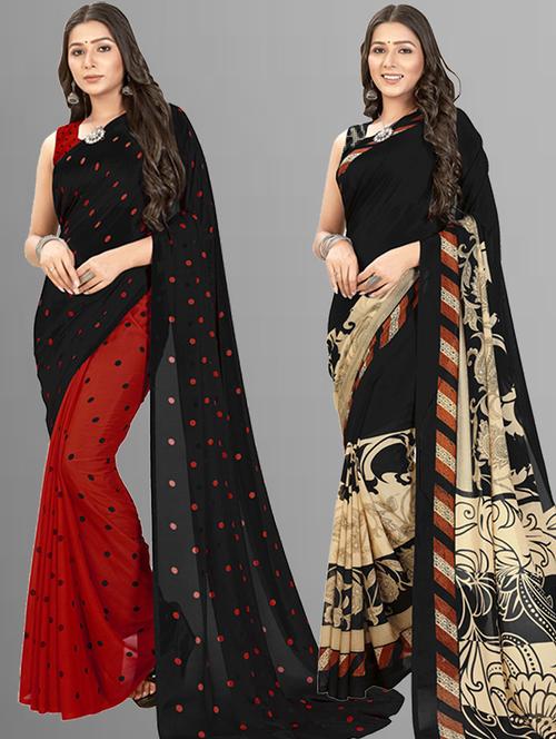 women pack of 2 printed saree with blouse - 21406488 - Very Small Image - 1