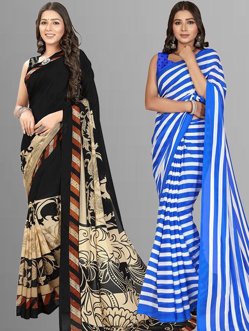 women pack of 2 printed saree with blouse - 21406514 - Very Small Image - 1