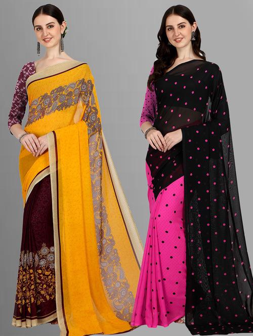 women multi color printed saree combo with blouse - 21406590 - Very Small Image - 1