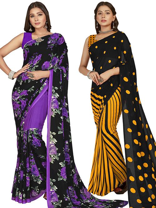 pack of 2 casual wear combo sarees with blouse - 21406606 - Very Small Image - 1