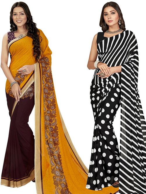 women pack of 2 printed saree with blouse - 21406629 - Very Small Image - 1