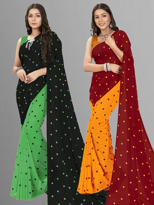 pack of 2 printed casual wear sarees with blouse - 21406707 - Very Small Image - 1