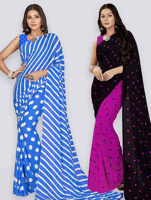 multi colored georgette ready to wear saree with blouse - 21406732 - Very Small Image - 1