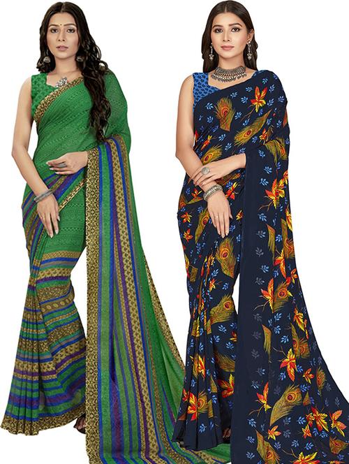 multi colored georgette ready to wear saree with blouse - 21406739 - Very Small Image - 1