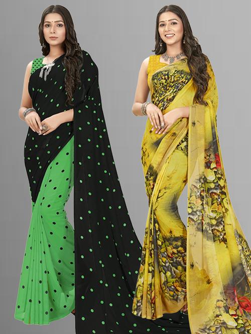 pack of 2 casual wear combo sarees with blouse - 21406749 - Very Small Image - 1