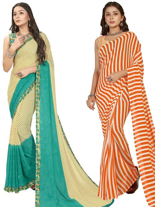 women pack of 2 casual wear combo sarees with blouse - 21406773 - Very Small Image - 1