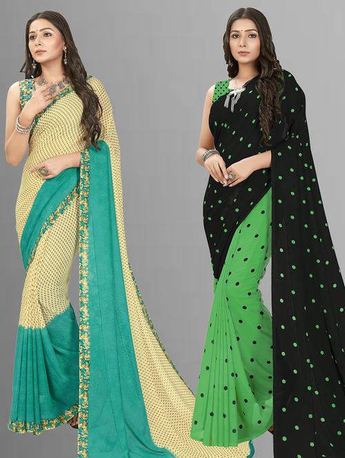 pack of 2 casual wear combo sarees with blouse - 21406778 - Very Small Image - 1