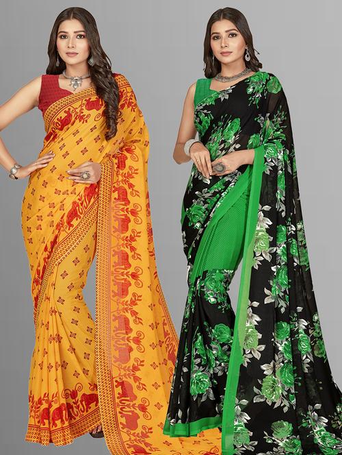 women multi color printed saree combo with blouse - 21406827 - Very Small Image - 1