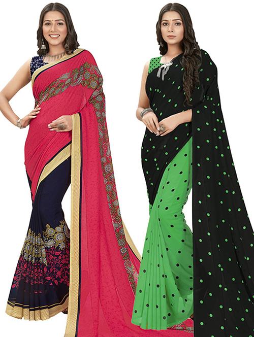 pack of 2 casual wear combo sarees with blouse - 21406834 - Very Small Image - 1
