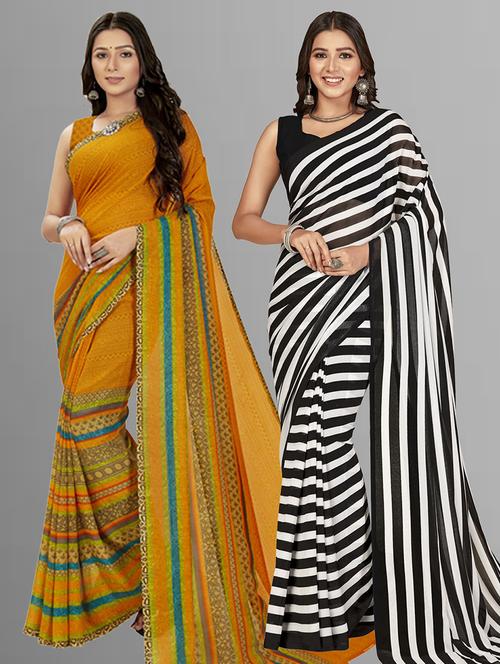 pack of 2 casual wear combo sarees with blouse - 21406882 - Very Small Image - 1