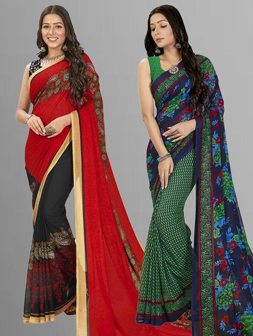 pack of 2 casual wear combo sarees with blouse - 21406903 - Very Small Image - 1