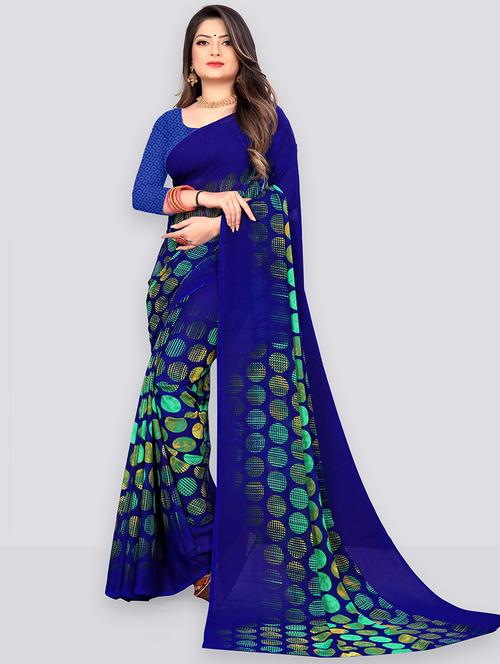 women printed georgette saree with blouse - 21406915 - Very Small Image - 1