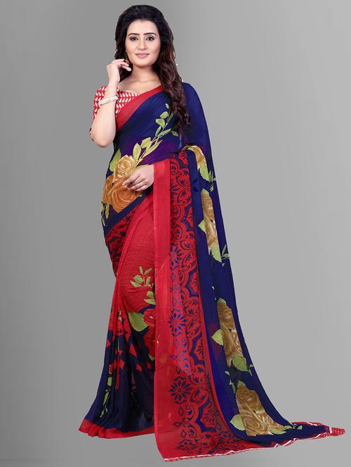 women printed casual wear saree with blouse - 21406924 - Very Small Image - 1