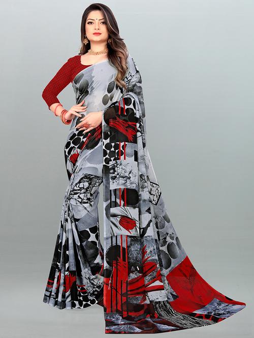 abstract printed saree  with blouse - 21406936 - Very Small Image - 1