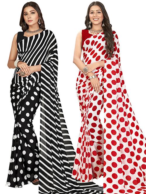 pack of 2 casual wear combo sarees with blouse - 21406956 - Very Small Image - 1