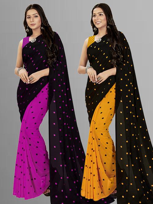 pack of 2 casual wear combo sarees with blouse - 21406960 - Very Small Image - 1