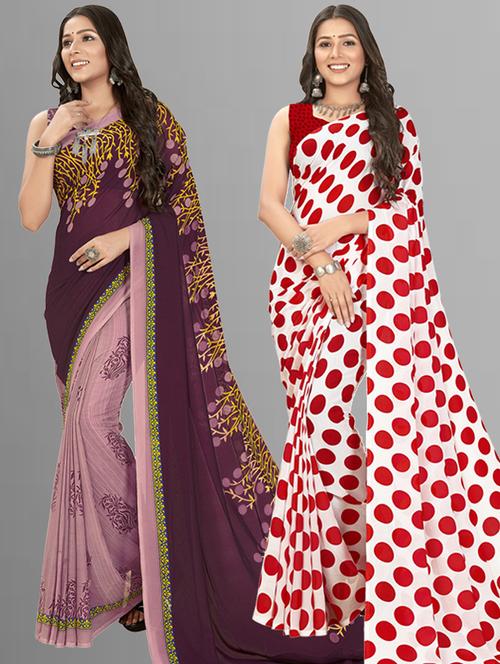 women pack of 2 printed saree with blouse - 21406964 - Very Small Image - 1