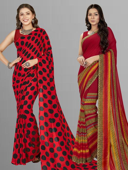 pack of 2 printed casual wear sarees with blouse - 21406968 - Very Small Image - 1