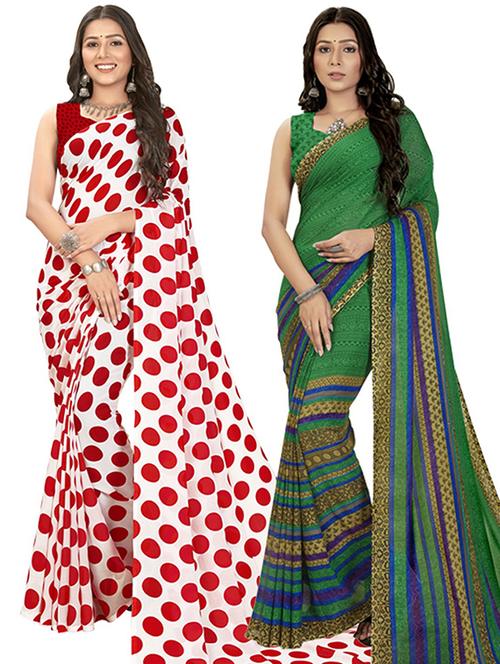 pack of 2 casual wear combo sarees with blouse - 21406993 - Very Small Image - 1