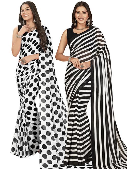 pack of 2 casual wear combo sarees with blouse - 21406997 - Very Small Image - 1