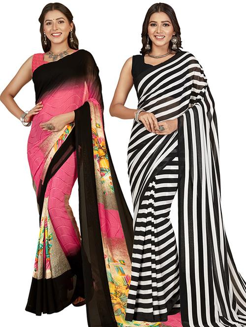 women multi color printed saree combo with blouse - 21406998 - Very Small Image - 1
