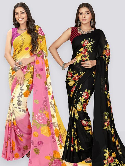 women multi color printed saree combo with blouse - 21407009 - Very Small Image - 1