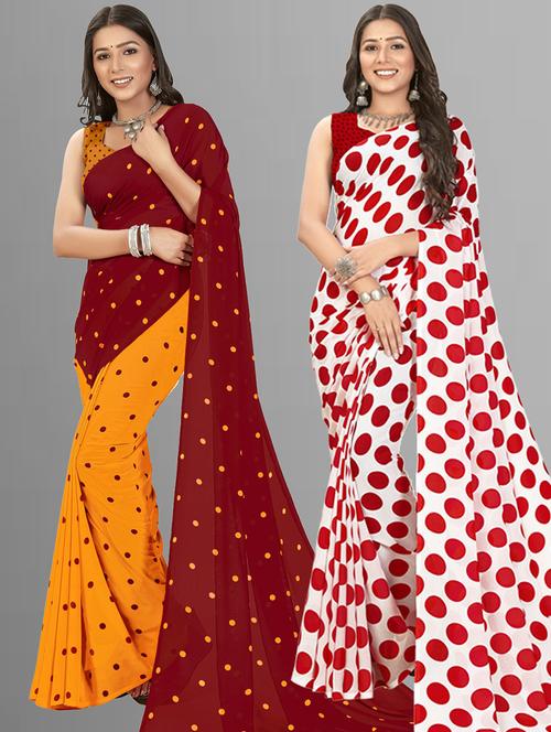 pack of 2 printed casual wear sarees with blouse - 21407024 - Very Small Image - 1