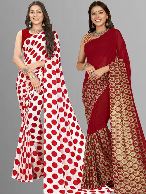 pack of 2 casual wear combo sarees with blouse - 21407041 - Very Small Image - 1