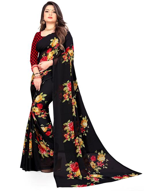 women printed georgette saree with blouse - 21407106 - Very Small Image - 1